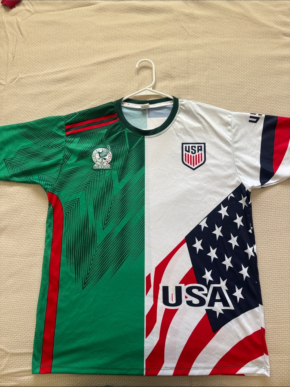 USA Green & White Split-Design Men's Soccer Jersey
